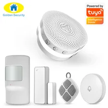 Золотой безопасности Tuya APP умный дом Многофункциональный WiFi шлюз сигнализация умный ночной Светильник система управления колокольчиком