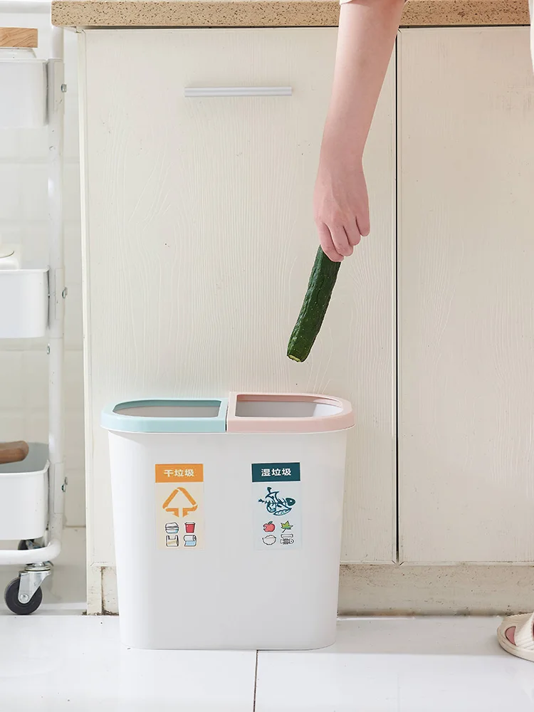 Small Trash Can Garbage Plastic Rectangle Sorting Kitchen Storage Standing Rangement Cuisine Waste Bins BG50WB | Дом и сад