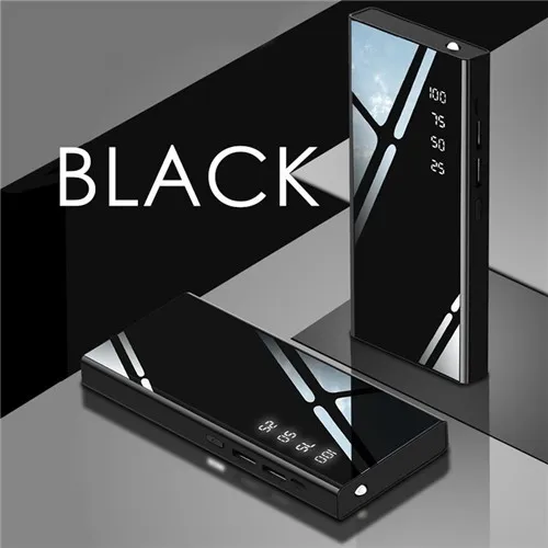 Power Bank Mirror Screen 30000mAh Portable Powerbank Led Flashlight LCD Digital Display Fast Charging External Battery Charger best power bank 20000mah Power Bank