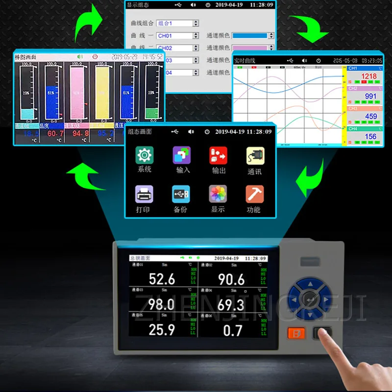 

Temperature Measuring Instrument Industrial Measurement Voltage And Current Black And White / True Color Screen Measuring Tools