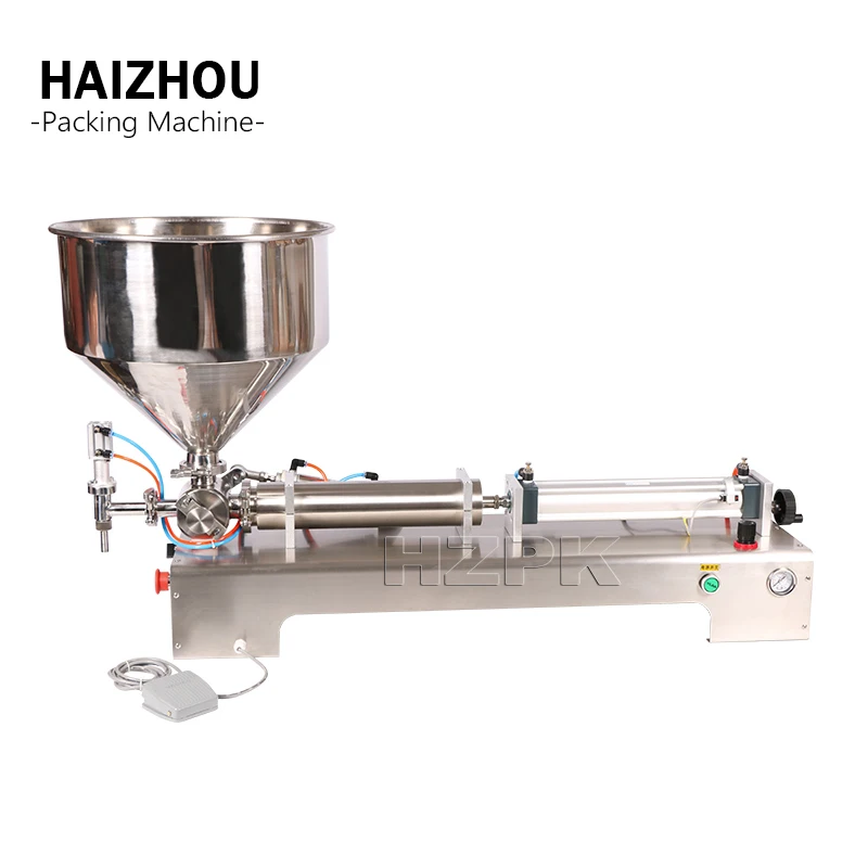 HZPK Semi-Automatic Horizontal Single Nozzle Paste Cream Honey Filling Machine All Connect Food Grade Stainless Steel 300-2500ml