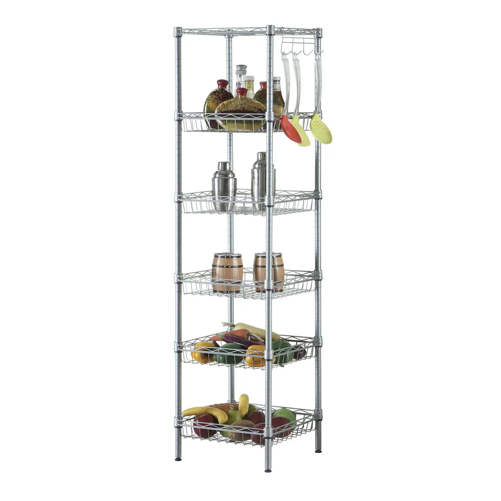 

Concise 6 Layers Carbon Steel & PP Storage Rack Silver Gray