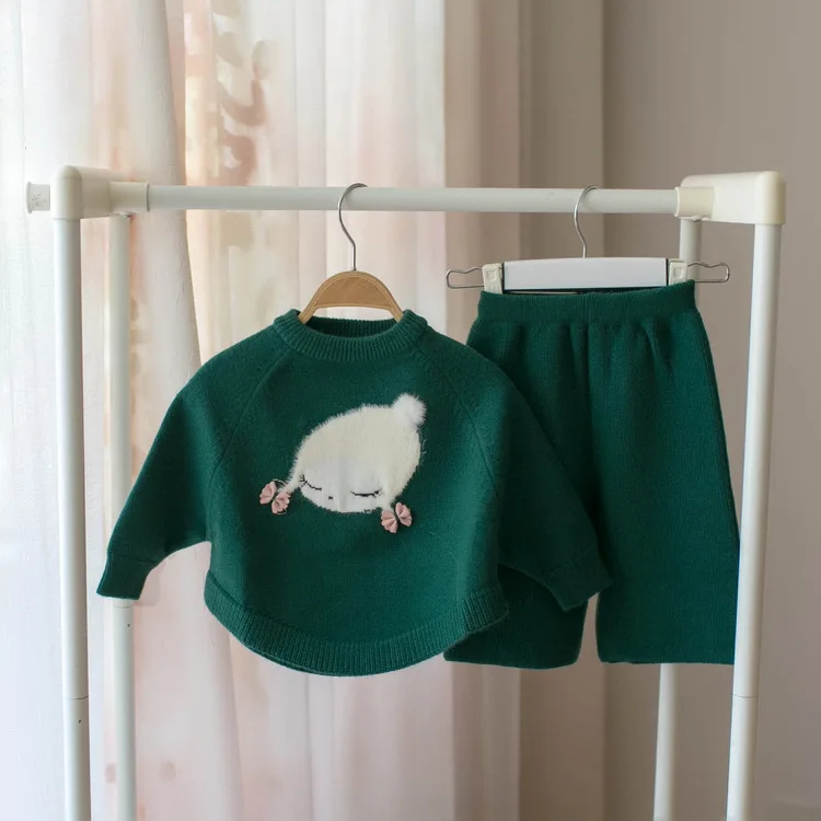 

Mmtkids 2019 Autumn And Winter Kids' Sweater Girls Clothes Pants Pullover Two-Piece Set Small CHILDREN'S T058