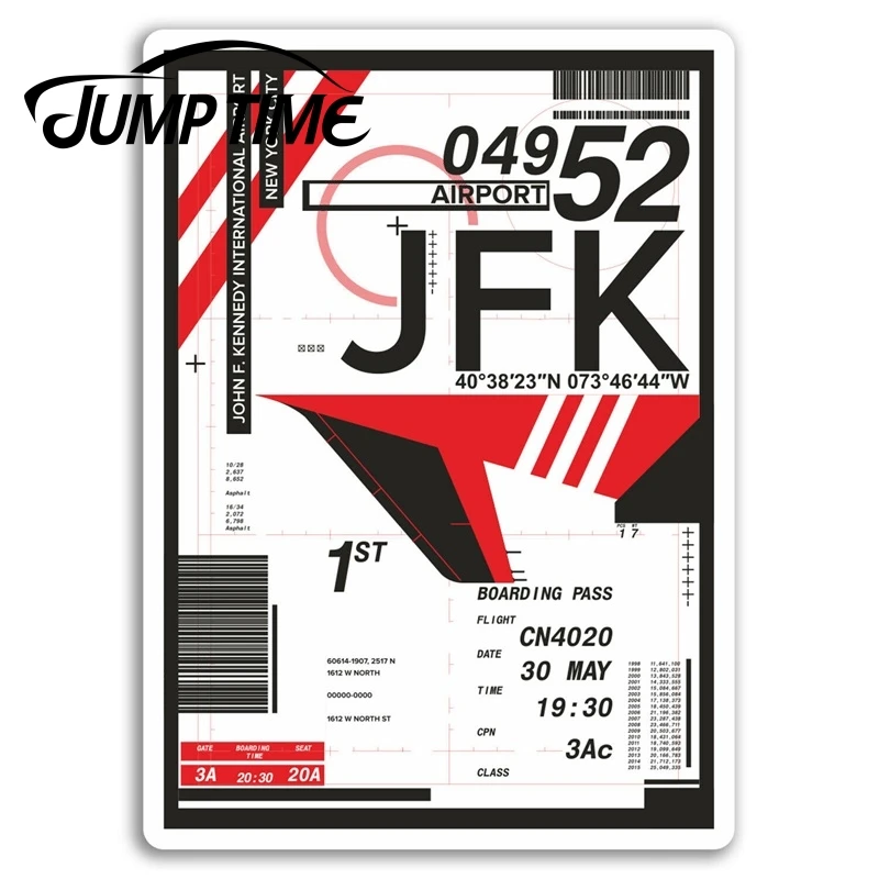 Jump Time for JFK Airport Vinyl Stickers New York USA Sticker Laptop Luggage Bumper Trunk Window Decal Car Accessories | Автомобили и