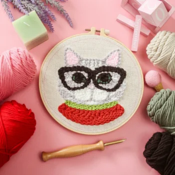 

DIY Embroidery Material Pack Home Poke Embroidery Handmade Interesting Decoration Embroidery Gift Decompression Wool Painting