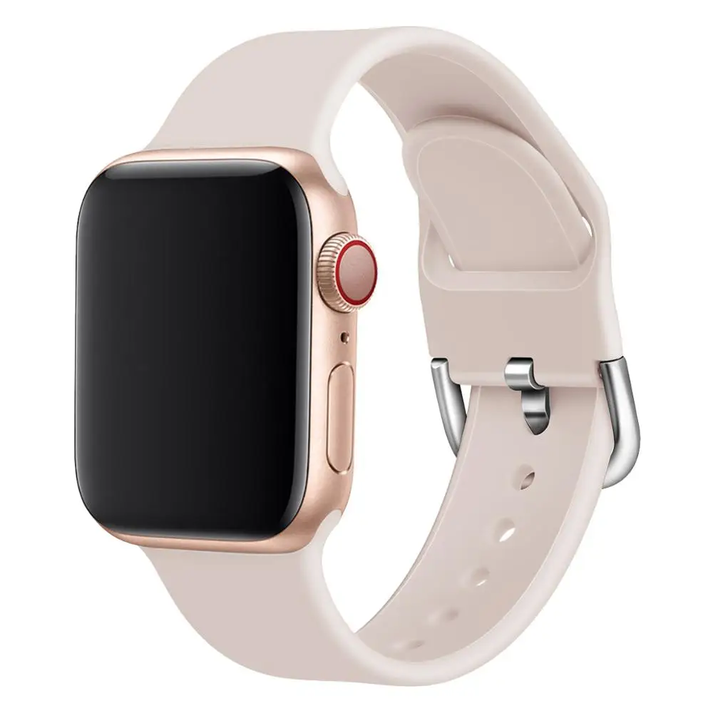 Силиконовый ремешок для apple watch 5 для apple watch band apple watch 4 band 40 мм 44 мм iwatch 42 мм 38 мм аксессуары для часов браслет - Цвет ремешка: pink sand 15
