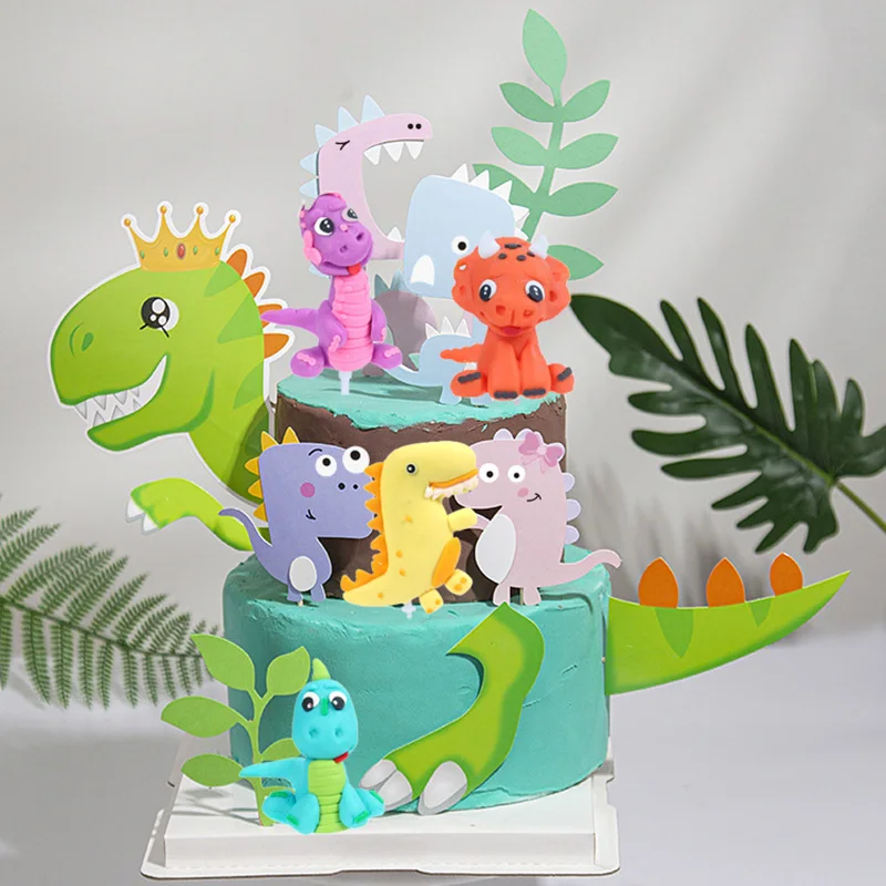 Adornos para tartas de cumpleaños con temática de dinosaurio para niños,  adornos para tartas de bebé de dinosaurio verde, suministros para cupcakes  de cumpleaños - AliExpress