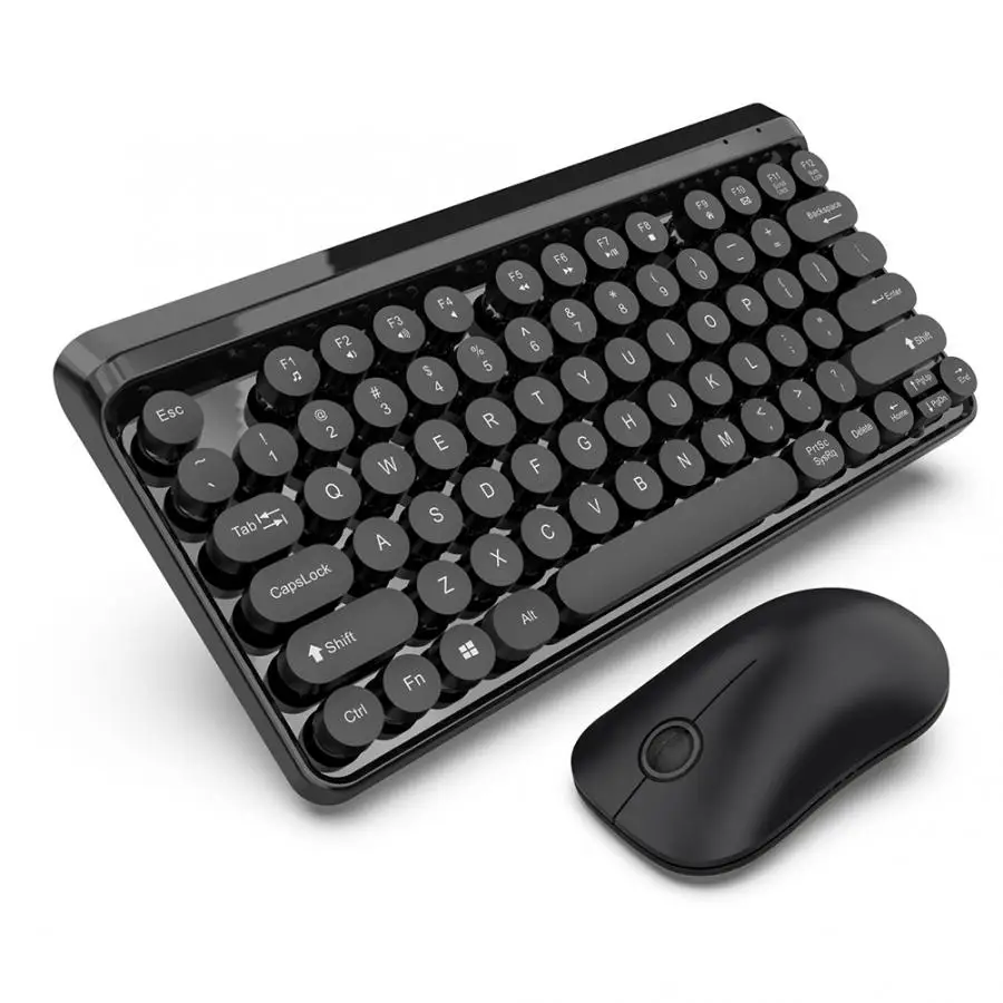 HXSJ L100 2,4G Беспроводная клавиатура мышь комбо мультимедиа Водонепроницаемая клавиатура с висящей кнопкой и беспроводная мышь - Цвет: Черный
