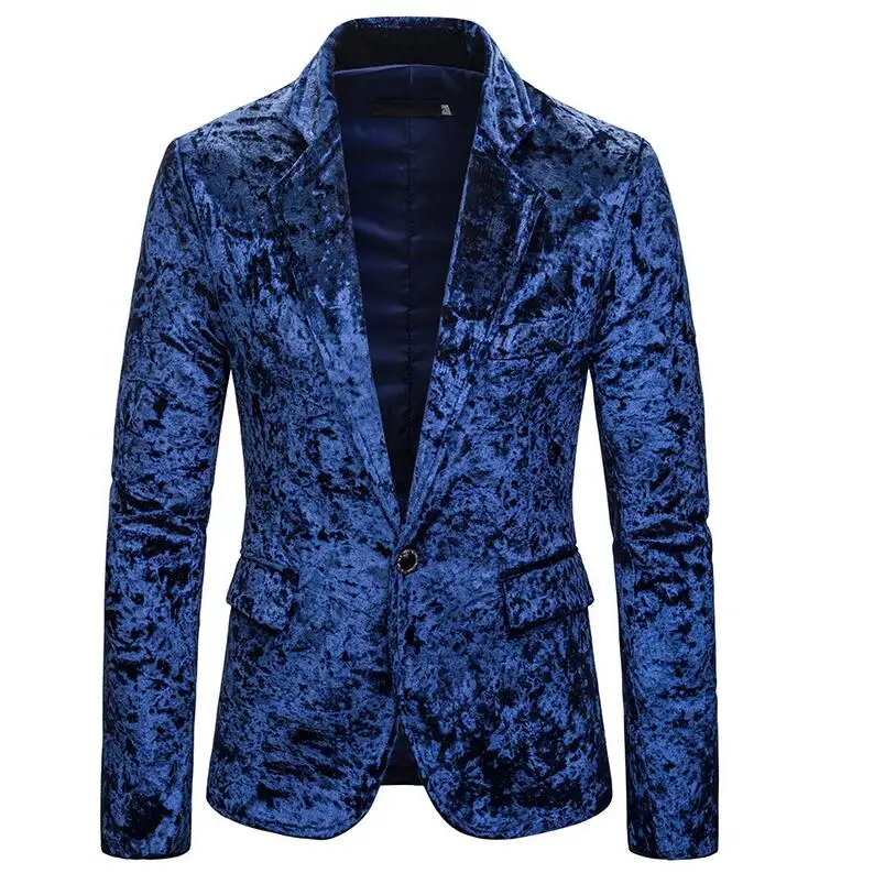Костюмы мужские повседневные Модные бархатные Блейзер со стразами masculino slim fit casaco jaqueta masculina пальто Мужская куртка