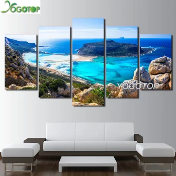 

5 Pieces Blue Sea Beach Island Seascape Diy Diamond Painting Cross Stitch 5D Full Drill Mosaic Embroidery wall Decor ML997