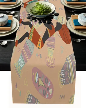 

African Women Ethnic Table Runner Modern Wedding Decorations Dinning Table Runners Placemat Christmas Decorations