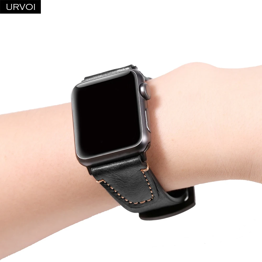 Ремешок URVOI для Apple Watch series 5 4 3 2 1 ретро кожаный ремешок для iwatch 38 40 42 44 мм винтажный дизайн U Стиль мягкий и удобный