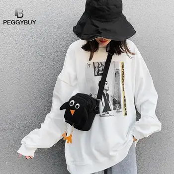 

Cute Cartoon Chicken Women Messenger Bag Canvas Zipper Casual Shoulder Bags