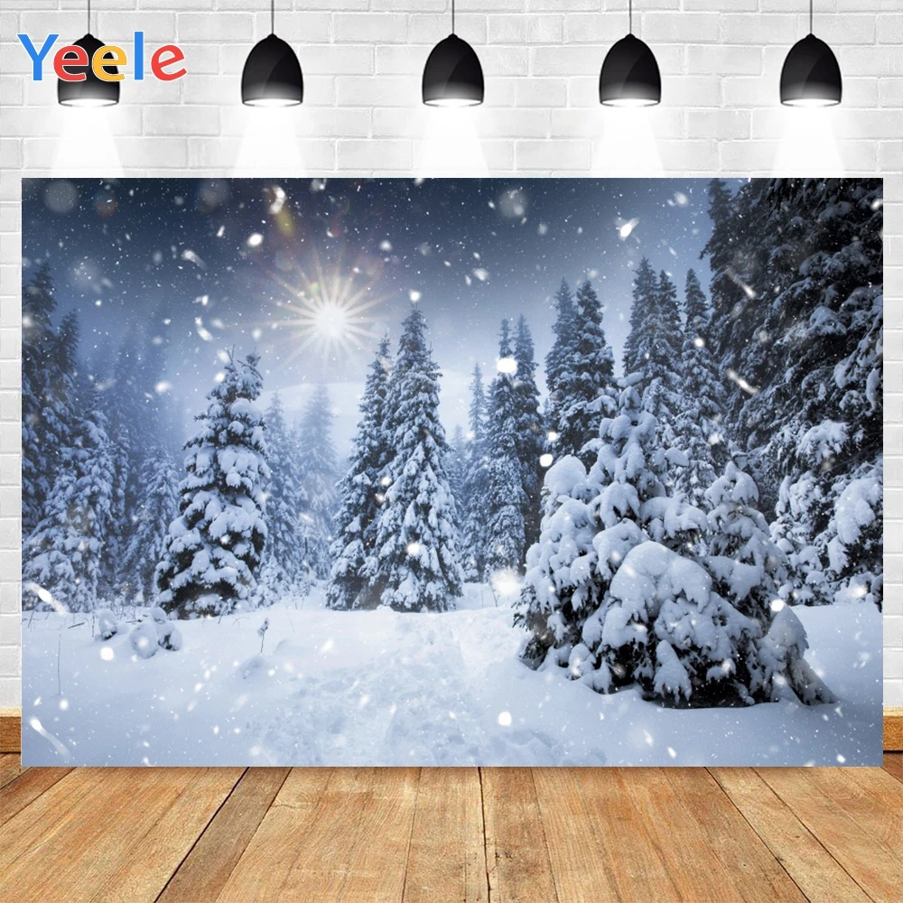 

Yeele Winter Snowflakes Light Spots Trees Sunshine Background Photophone Photo Studio Photography for Decoration Customized Size