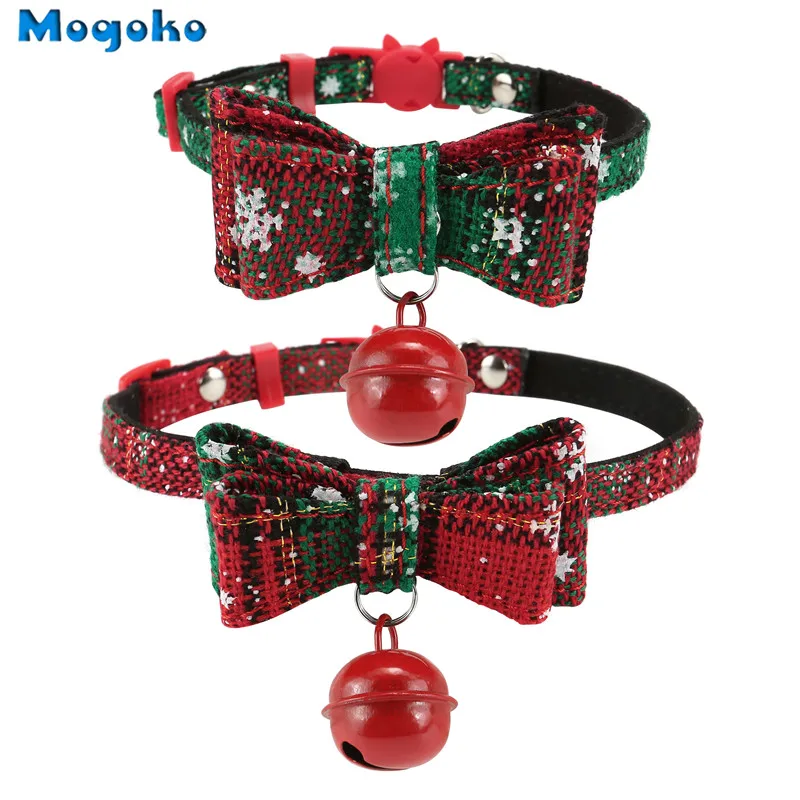 

Mogoko 1x New Arrival Christmas Breakaway Cat Collar with Bell Kitten Pet Bowtie Collar S / M Size Optional