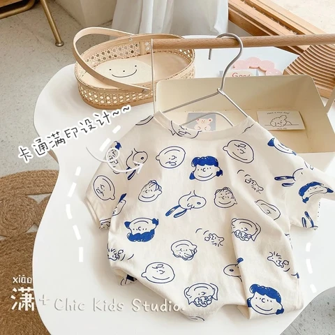 Boys and girls Cotton Short Sleeve T-Shirts summer new children's all over print loose baby half sleeve thin tops P5345