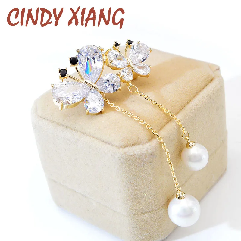 Женская Брошь бабочка CINDY XIANG Медная брошь с жемчугом и цирконом|Броши| |