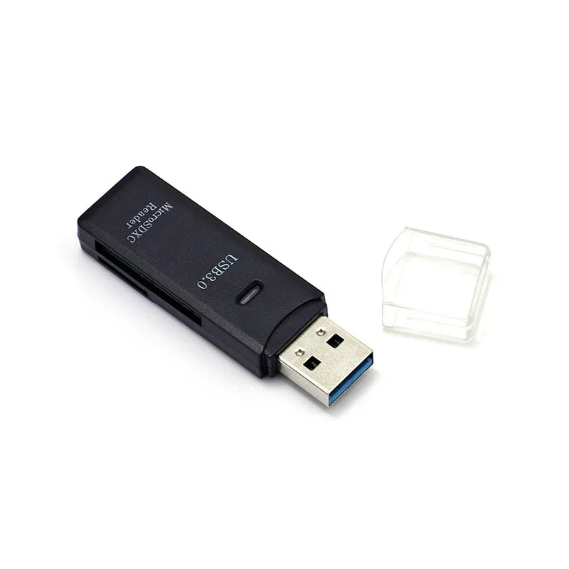 Высокоскоростной USB 3,0 SDXC SDHC карта памяти Комплект для чтения для SD/MicroSD/TF Транс-флэш-карты USB3.0 адаптер конвертер инструмент - Цвет: BK