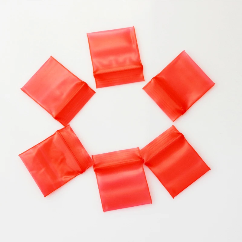 

300Pcs 2.5*3.5cm Mini Red Poly Zip Bag Self Sealing Zip Lock Plastic Bag Pouches Jewelry Earrings Ring Gift packaging bags