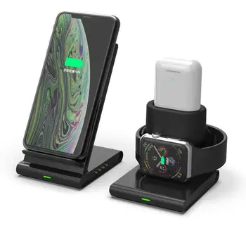 

3 in 1 Wireless Charger Stand for iPhone XS Max for Samsung S9 S8 S7 for Apple Watch Quick Charging Dock Phone Charger Pad