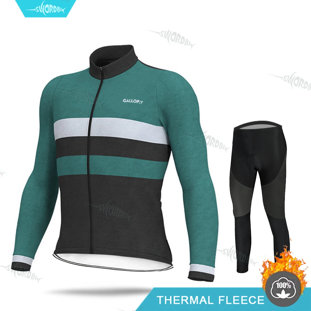 Normal Cycling Set Зимнее платье с длинными рукавами Велосипедная форма Aleing Pro велосипедной команды Джерси комплект Для мужчин MTB Термальность флисовая Зимняя дорога езда на велосипеде шорты для маленьких мальчиков, раздел-одежда для детей; футболки Ciclismo - Цвет: Normal Cycling Set