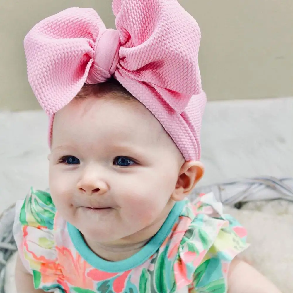 

27 Colors Solid Baby Headbands For Girls Colorful Warp Bow Baby Wide Turban Handmade Elastic Headware Newborn Hair Accessories