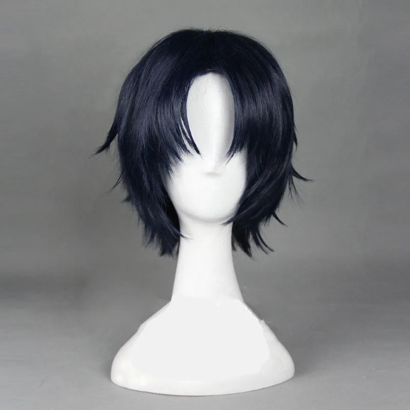 vampire costume women Anime Seraph of The End Cosplay Guren Ichinose Wig 30cm Short Straight Navy Blue  Heat Resistant Synthetic Hair Wig morticia addams costume