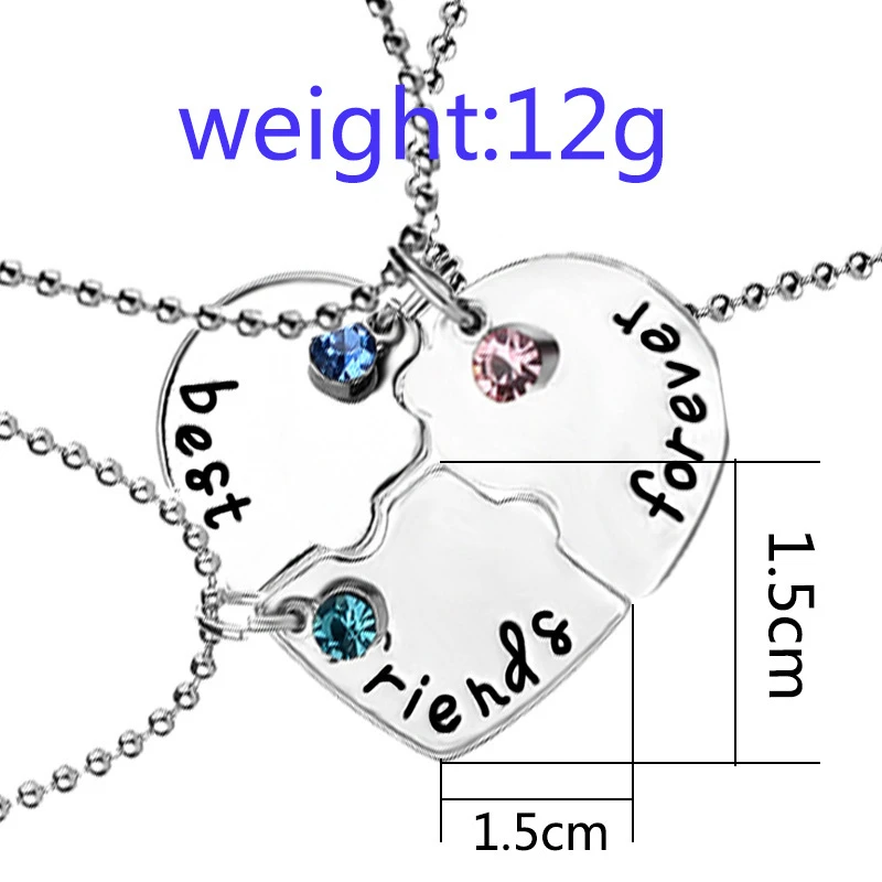 3 Pcs Best Friend Necklaces Set For Women Star Moon Pendant Chain Necklace Bff Choker Girl's Gift Rhinestone Letter Necklaces