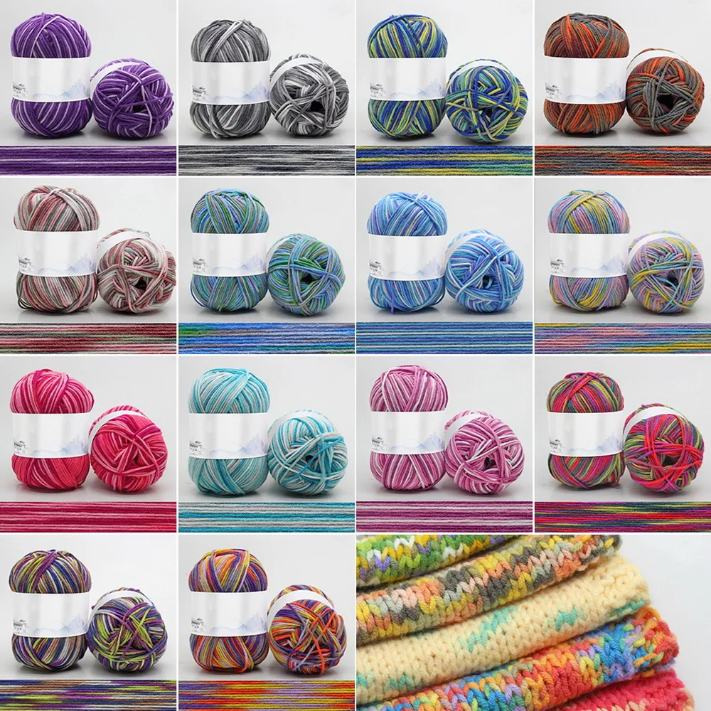 

4 Section-Dyeing Middle-Thick Milk Cotton Soft Baby Yarn For Hand Knitting 50g/ball Crochet Baby Woolen Thread