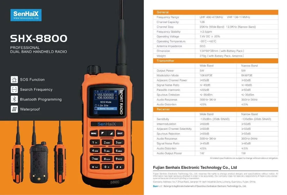 SENHAIX GP8800 ham Walkie Talkie Bluetooth водонепроницаемый ТПУ Bluetooth программируемый светодиодный приемопередатчик с бликами