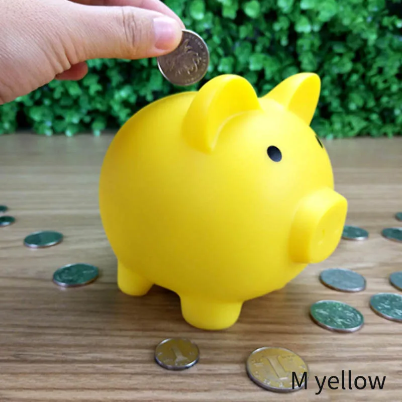 M yellow Мультяшная свинья в форме копилки детские игрушки подарок на день рождения Домашний декор копилки копилка 1 шт. коробка для хранения монет - Цвет: M yellow