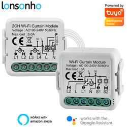 Lonsonho WiFi Smart Curtain Switch Module 1 2 Gang for Blind Motor Tuya Smartlife Wireless Control Alexa Google Home Compatible