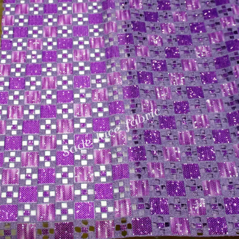 African Lace Fabric High Quality French Double Organza Lace Fabric Latest Sequins Lace Fabrics For Women clothes DG426