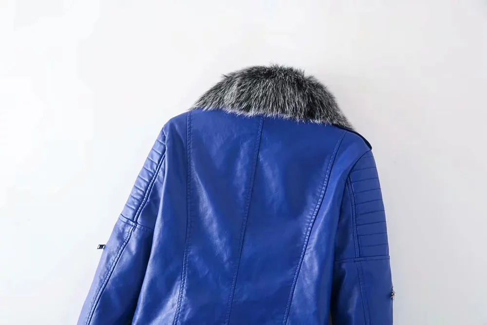 AliExpress зимняя женская куртка из искусственной кожи с большим меховым воротником на молнии