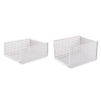 

WSFS Hot 2Pcs Detachable Clothes Organizer Wardrobe Partition Board Rack Drawer Clothes Storage Box Bedroom Multi-Layer Stackabl