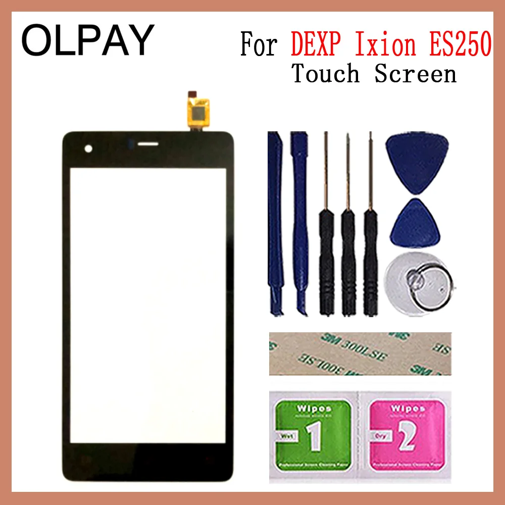 OLPAY 5,0 ''мобильный сенсорный экран для Dexp Ixion ES250 сенсорный экран, сенсорный экран дигитайзер Панель переднее стекло Бесплатный клей+ салфетки - Цвет: Black With Tools