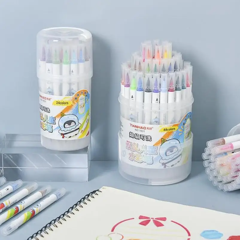 

24/36/48 Colors True Brush Marker Pens Professional Water-Based Markers Washable & Nontoxic Flexible Brush Tips for Painting