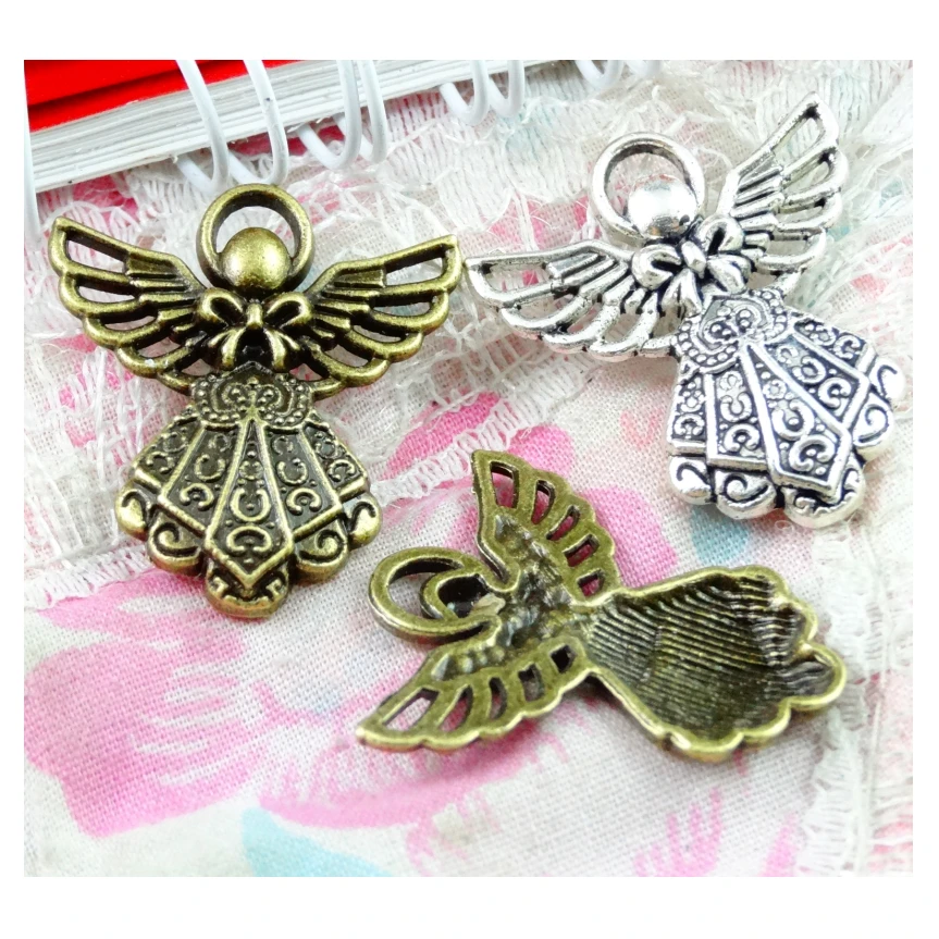 

50pcs Charms guardian angel 23.3*26MM Antique Making pendant fit,Vintage Antique Silver Plated Bronze,DIY bracelet necklace