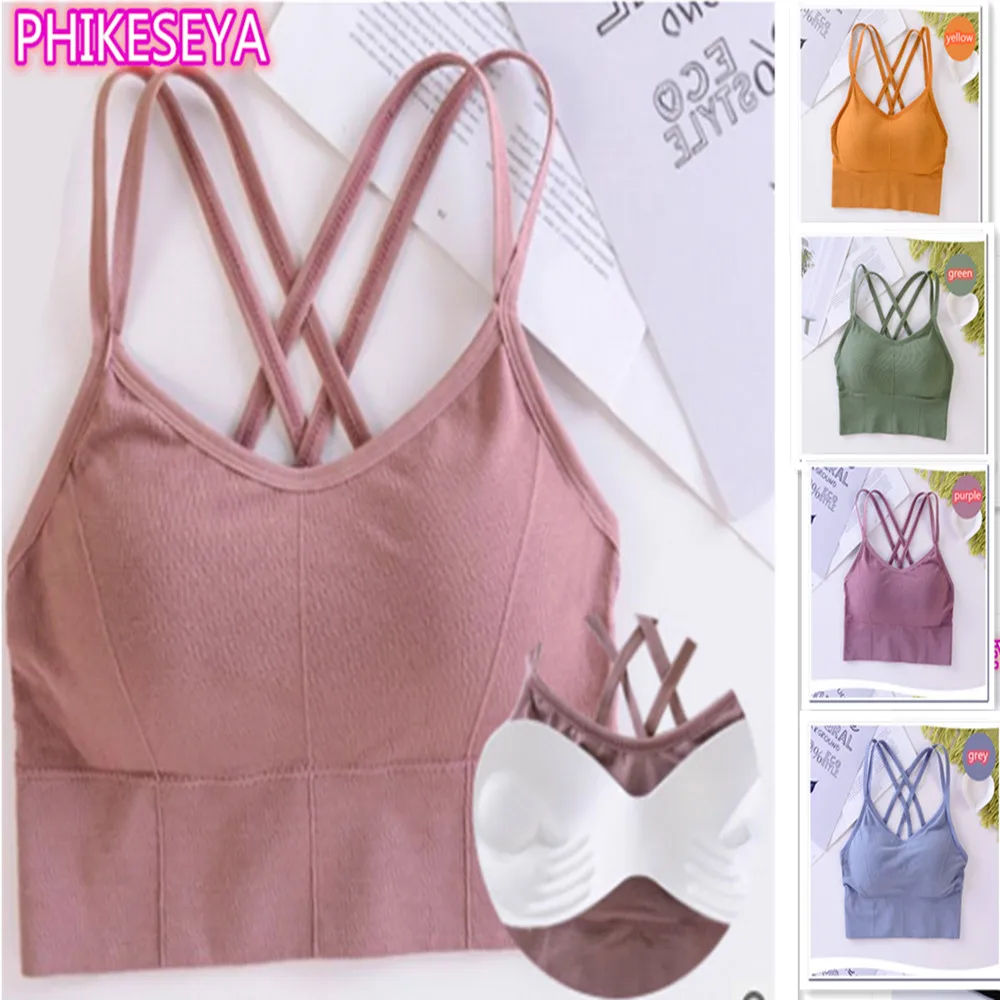 Seamless Yoga Underwear Vest Fitness-Top Gym-Crop-Top Sports-Bra Push-Up Running Women