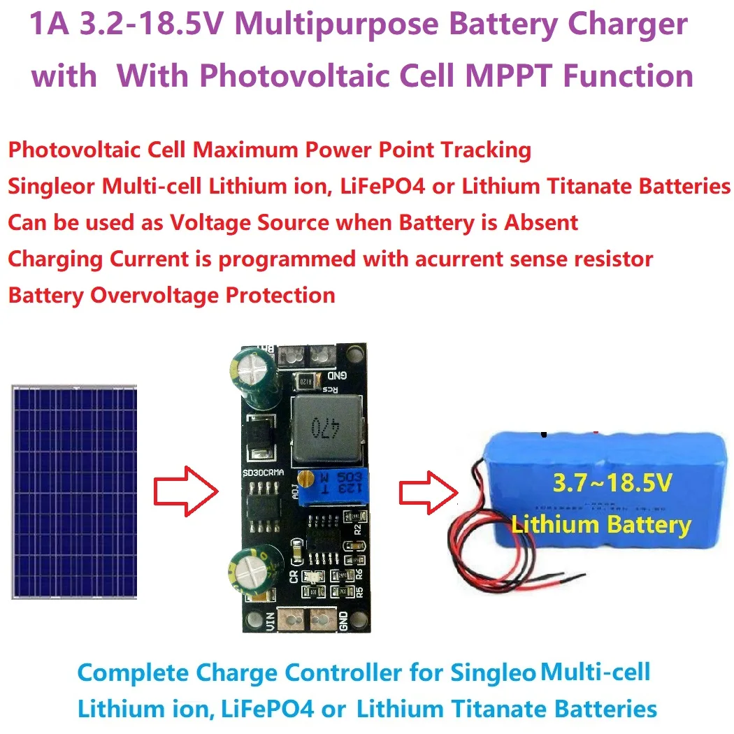Contrôleur de Charge Solaire MPPT Contrôleur de Panneau Solaire MPPT Série 3. 12V Module de Charge de Batterie au Lithium Li-ION 18650 