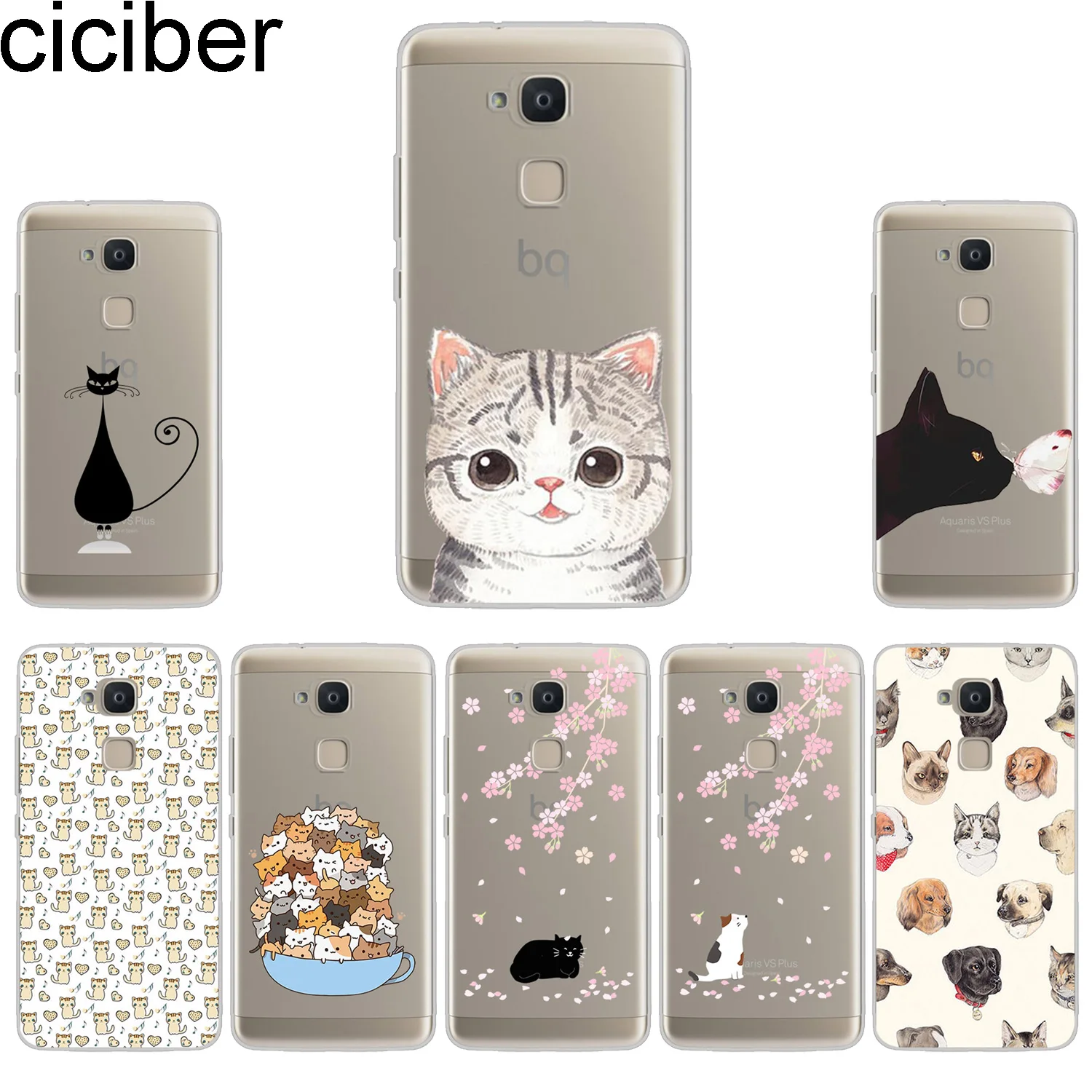 

ciciber Phone Case for BQ Aquaris X2 X Pro V VS U U2 Lite Plus Soft TPU Cover for Aquaris E5s 4.5 M5 M5.5 4.5 X5 Cat Flower Capa