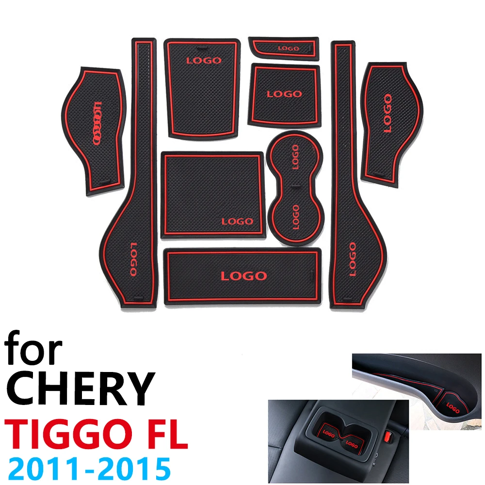 Goedkoop Anti Slip Rubber Cup Kussen Deur Groef Mat voor Chery Tiggo FL T11 facelift 2011 ~ 2015 2012 2013 2014 Accessoires mat voor telefoon