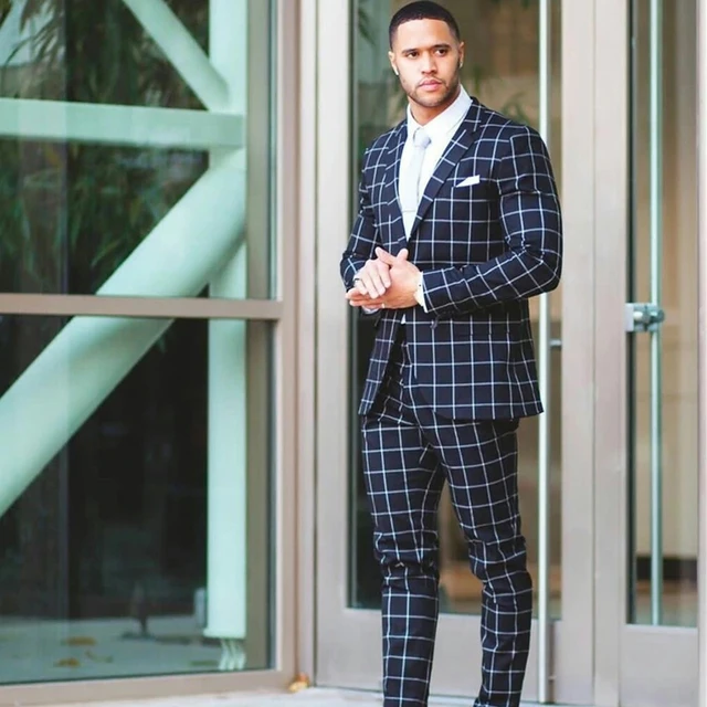 Vintage Plaid Mens Suit Jacket Pant 2 