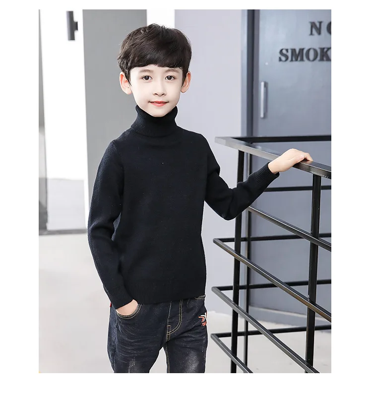 Зимний стиль; плотные Топы; модная универсальная рубашка в Корейском стиле с высоким воротником для мальчиков; свитер; коллекция года; детская одежда; сезон зима