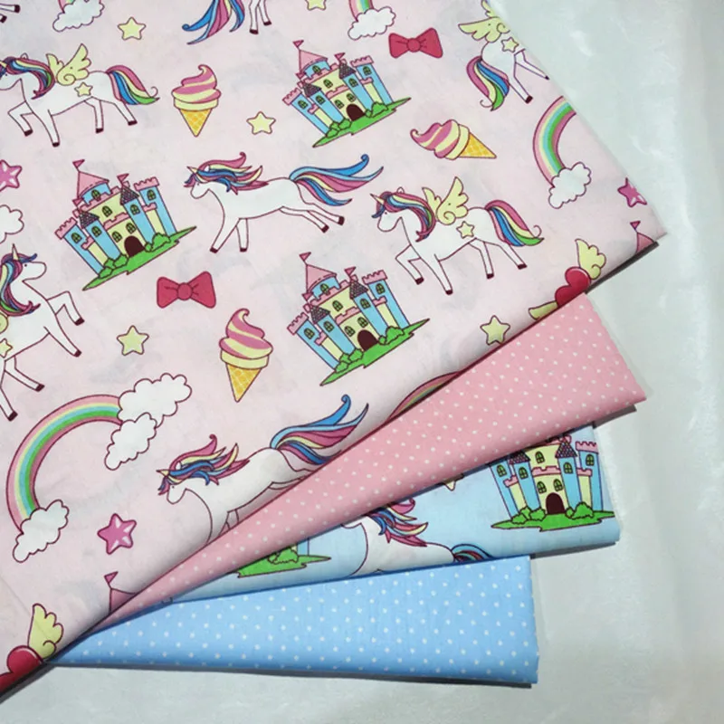 

100% Cotton Fabric Cartoon Unicorn Cloud Dot Patchwork Cloth DIY Sewing Quilting Fat Quarters Material Tecido For Baby&Child