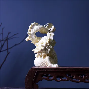 

Dragon Statue White Hand-carved Disc Dragon Play Bead Sculpture Home Decoration Accessories Living Room Loft Decor Crafts M5646