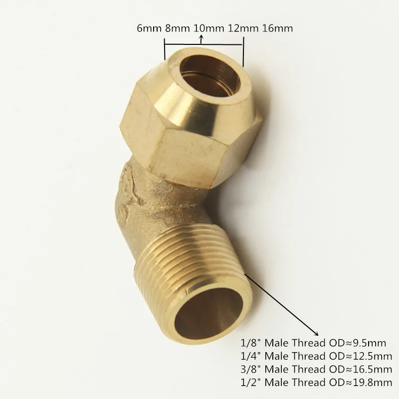 Hose pipe fitting pipe fitting water pipe fitting Copper flared joint elbow connection 1 / 8 "1 / 4" 3 8 "1 4" external thread brass fittings