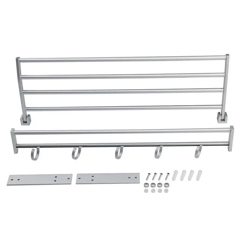 

Modern Double Wall Mounted Bathroom Bath Towel Rails Holder Storage Rack Shelf