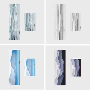 

New Chinese ink landscape flower and bird kitchen mat combination entry mat bedroom long non-slip bedside blanket