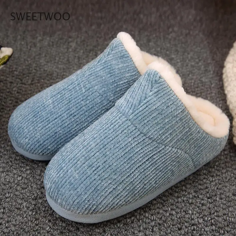 2021 new striped cotton slippers men and women couple wool cotton slippers casual home warm slippers